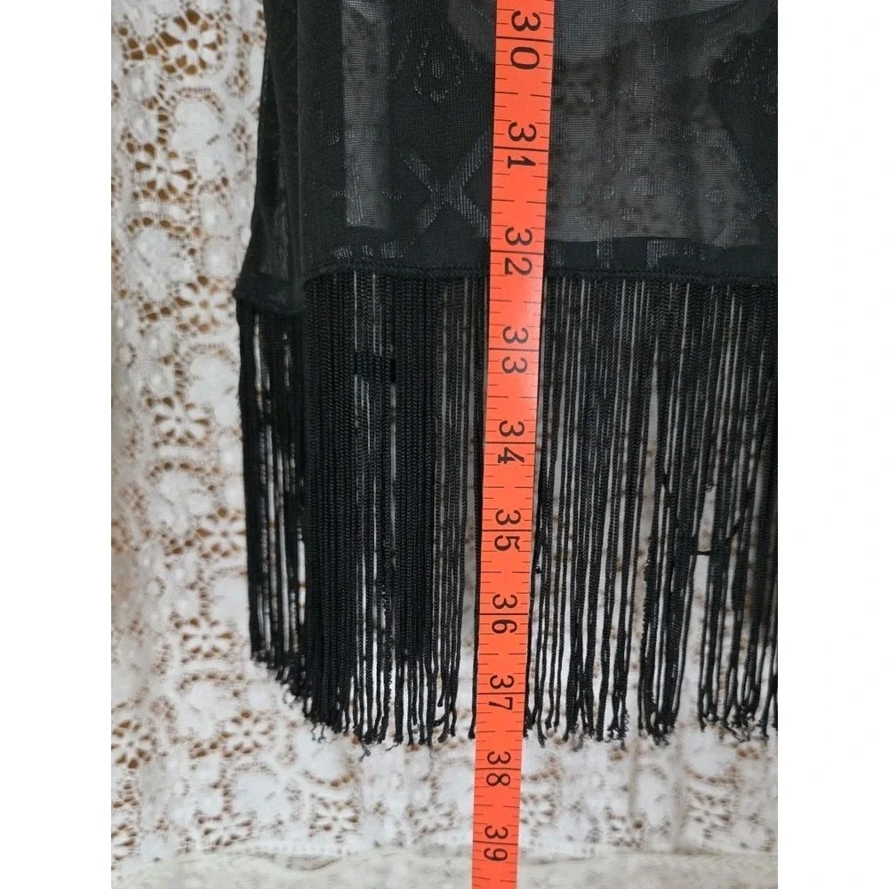 LuLaRoe Cover-up S Black Sheer Mesh with Fringe Fringe Boho Flowy Beach Festival